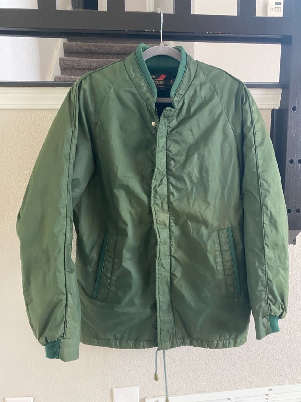 Vintage Sears Mens Olive Green Bomber Jacket Size S/36 Reg